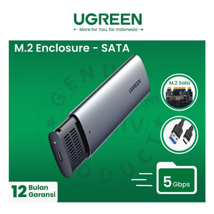 UGREEN SSD Enclosure Case M.2 NVME / NGFF SATA M2 Slim SSD Original - NGFF Sata