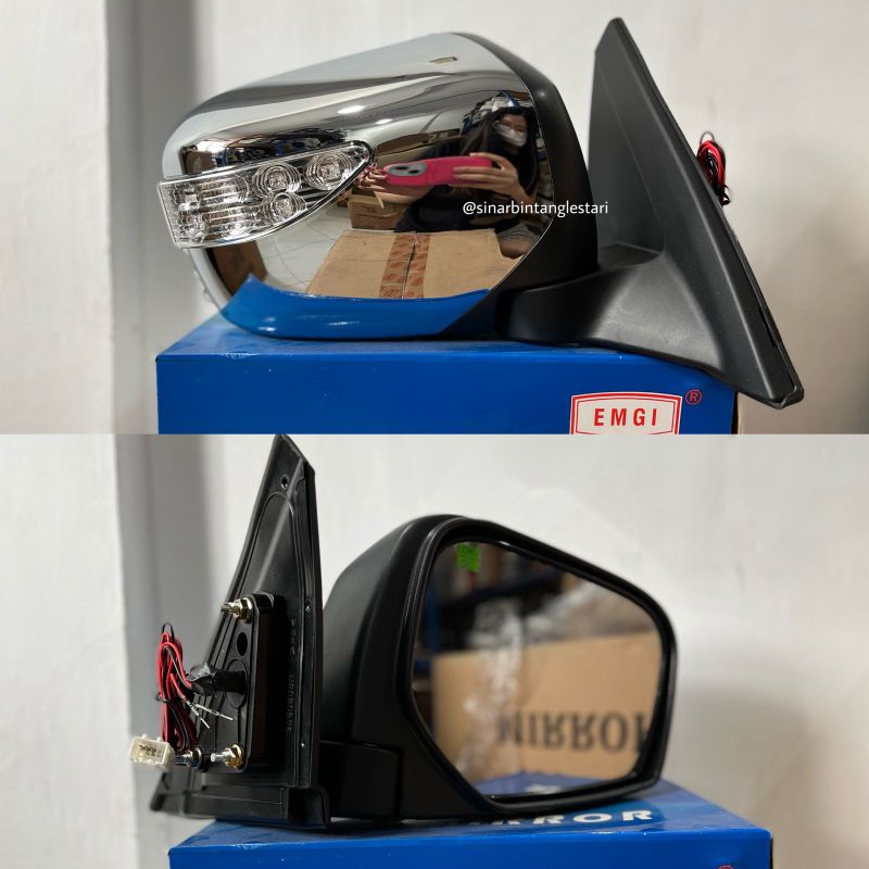 Kaca Spion Mitsubishi Pajero Sport Elc Chrome + Lampu ( 2010 )
