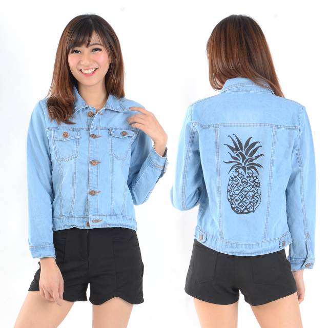 READY BANYAK LANGSUNG KLIK ORDER jaket jeans,  jaket denim,  jaket jeans motif,  jeans nanas