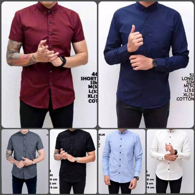 Kemeja Polos Slimfit Pria Lengan panjang dan pendek bahan katun Poplin kecuali softblue bahan Oxford