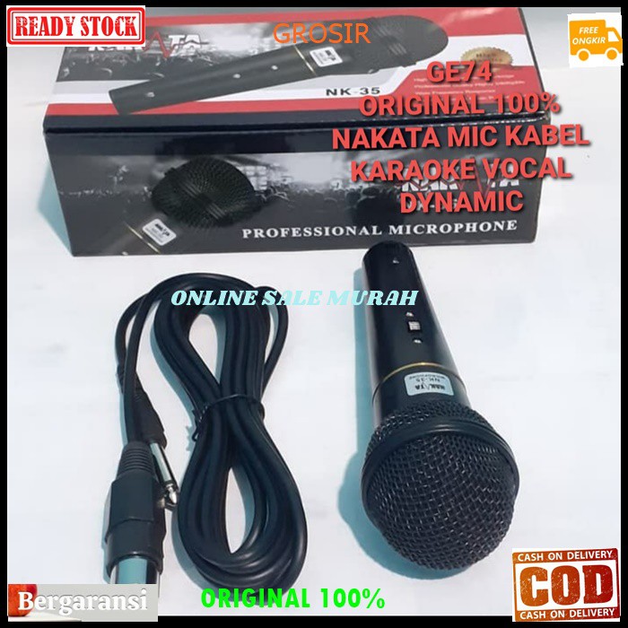 Nakata Mic kabel original 100% Microphone MIK cable karaoke vocal vocal profesional pro audio sound system pengeras suara mikrophone dynamic  BISA KE SEGALA JENIS SOUND AUDIO  Bahan dari PVC  Langsung nyala. Gk pake baterai  suara mantap, yg paling pentin