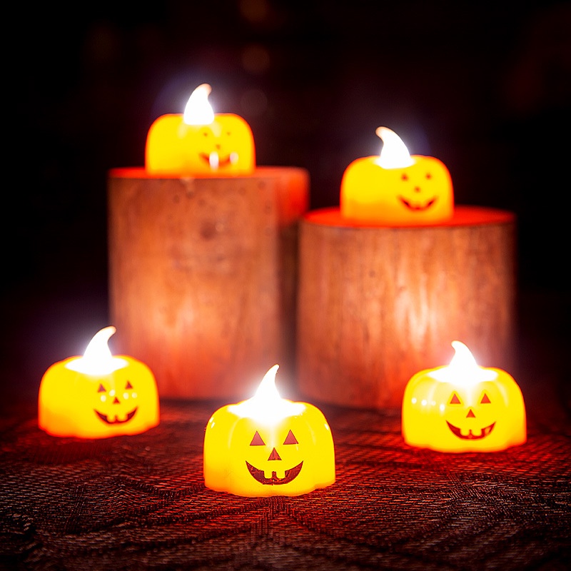 Lampu Lilin Led Bentuk Labu Tengkorak Untuk Dekorasi Pesta Halloween