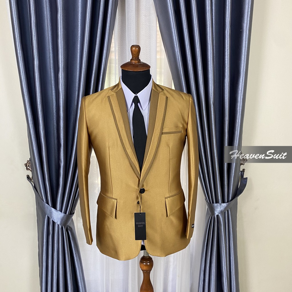 Stelan Jas dan Celana Pengantin Pria - Jas Formal Pria - Premium - Gold