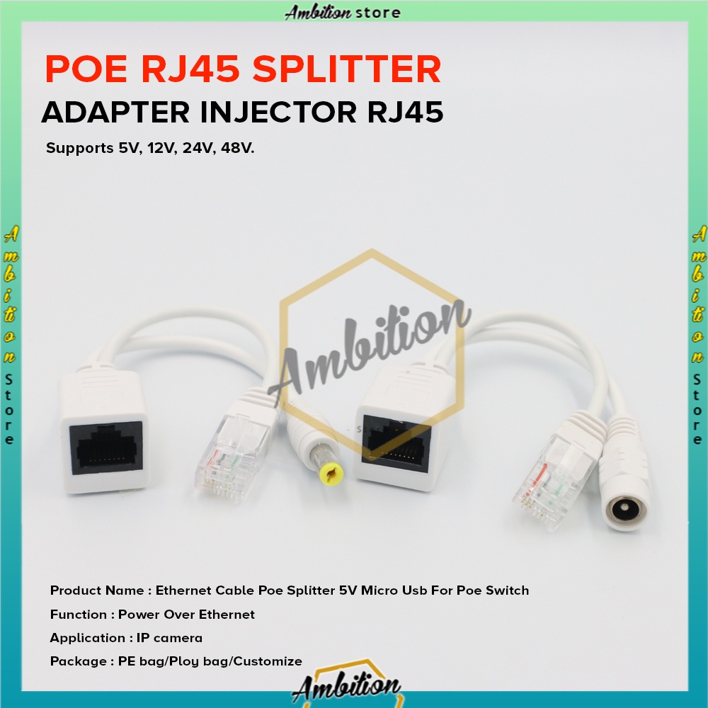 NEW DARI Kabel POE Injector &amp; POE Splitter (SET) / KABEL POE SET White [Bisa Bayar Ditempat]