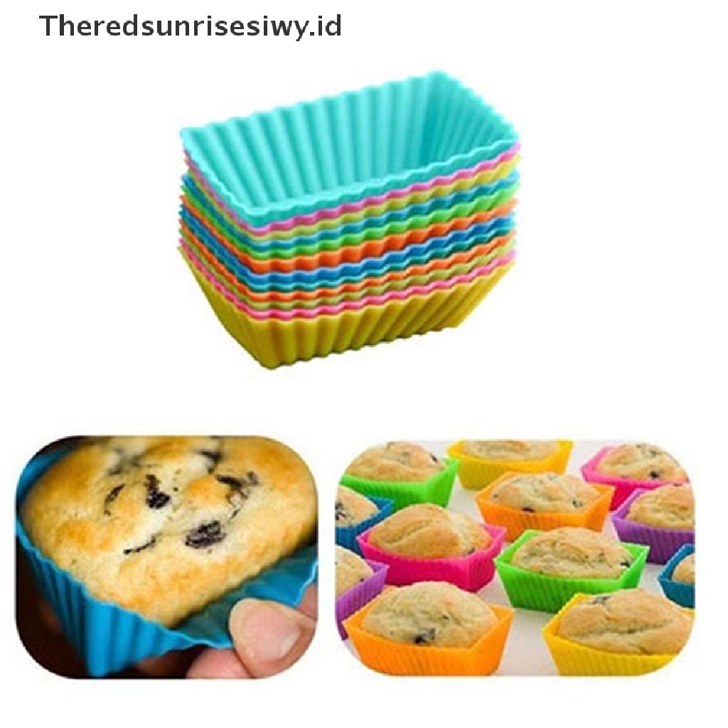 # Alat Rumah Tangga # 12pcs Cetakan Cupcake Muffin Bahan Silikon Dapat Digunakan Kembali