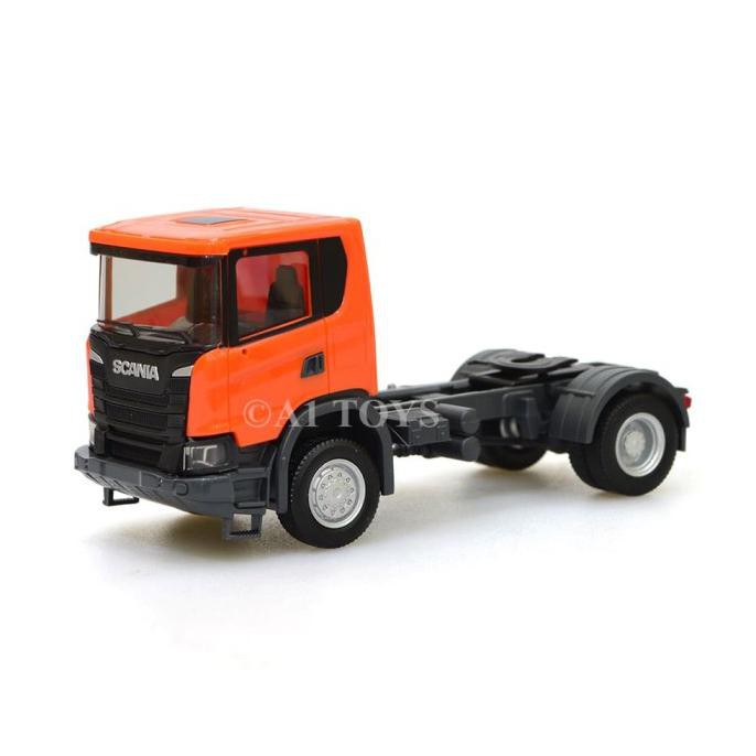 Miniatur Truk Scania CG 17 4x4 rigid tractor orange Herpa 7.5 cm 1:87