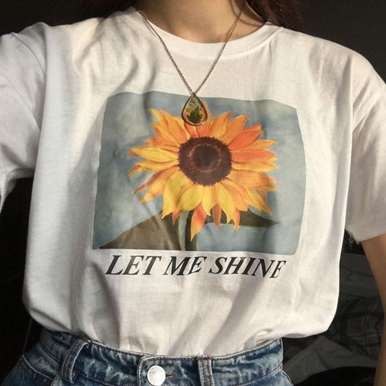 Let Me Shine T-shirt | Kaos T-shirt Longgar Lengan Pendek Versi Aesthetic Motif Print