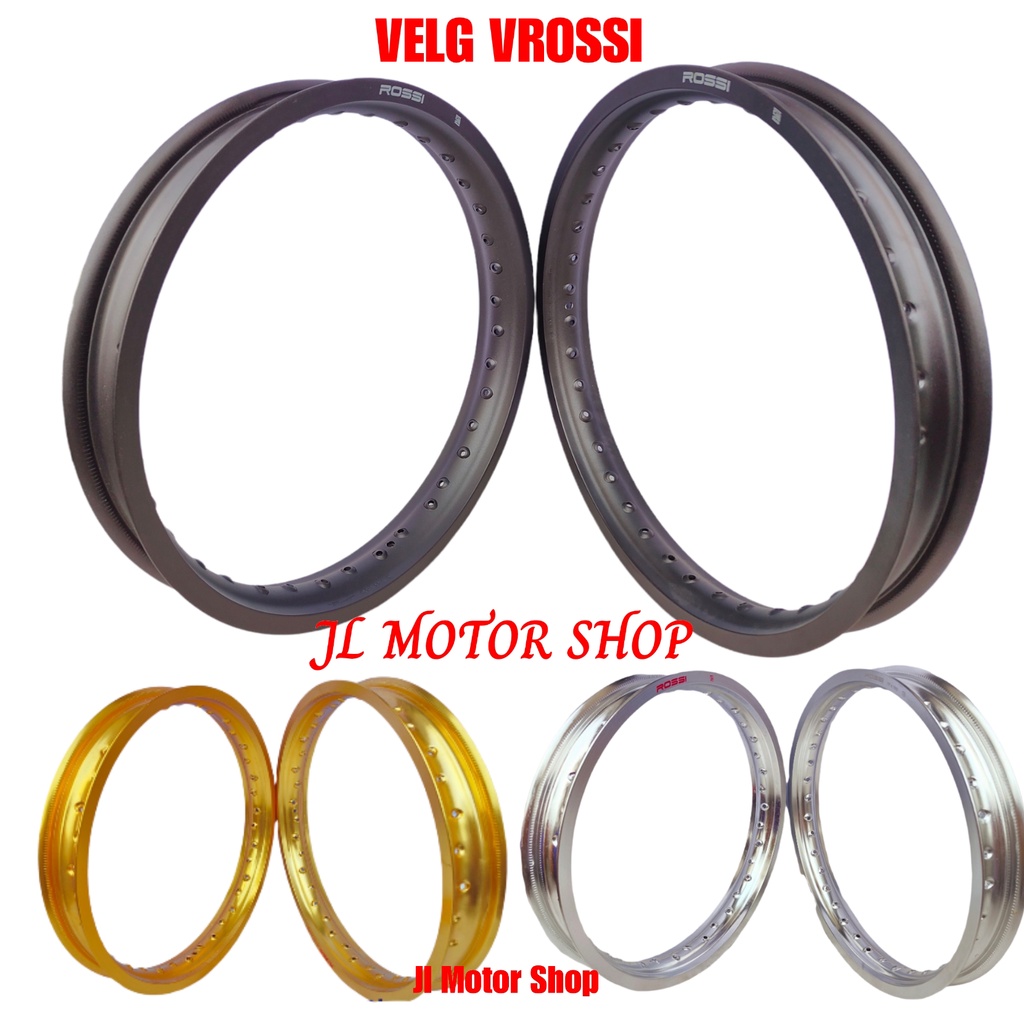 PELEK VELG ROSSI RING 17 140 140 / 140 160 / 160 185 / 185 215 / 215 250 HITAM GOLD SILVER EMAS Harga SEPASANG DEPAN BELAKANG LUBANG 36 - PELEK VELG VROSSI 140 160 185 215 250 VS