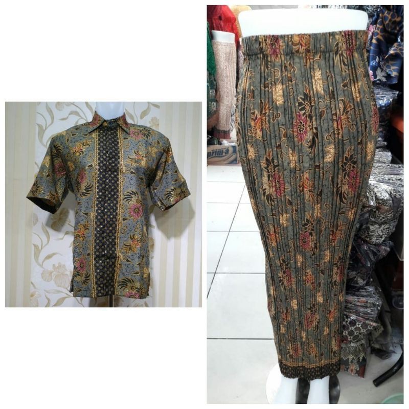 COUPLE KEMEJA BATIK ROK PLISKET / COUPLE SERAMBIT / KEMEJA BATIK