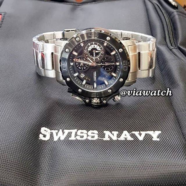 SWISS NAVY SN 8932 MEN SILVER PLAT HITAM