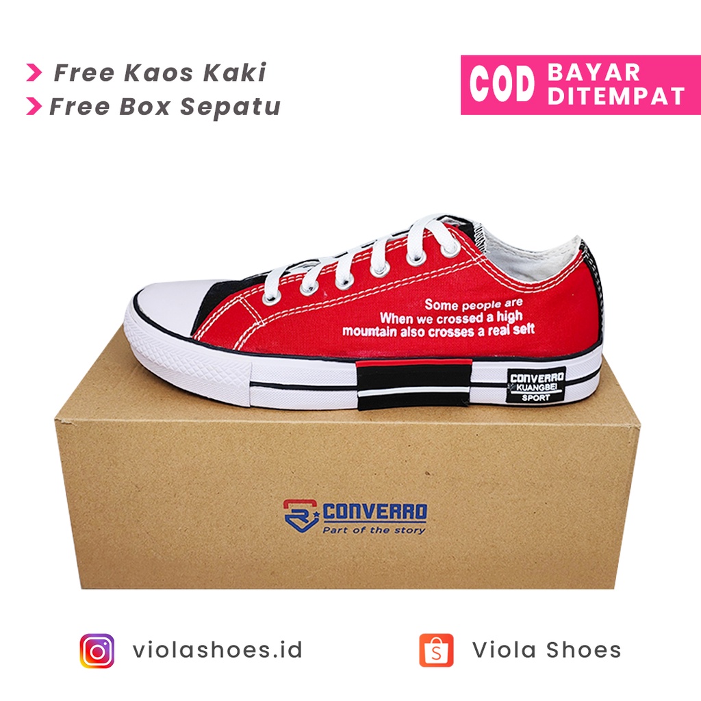 CUCI GUDANG SALE Sepatu Fashion Converro Terbaru Sneakers Casual Impor Termurah Sepatu Canvas Korean Style Unisex Kekinian Sepatu Premium Terlaris Sepatu Wanita Kanvas Sneakers Tali Outsole Tebal Tren Cewe Terkini Elegan Mewah Keren