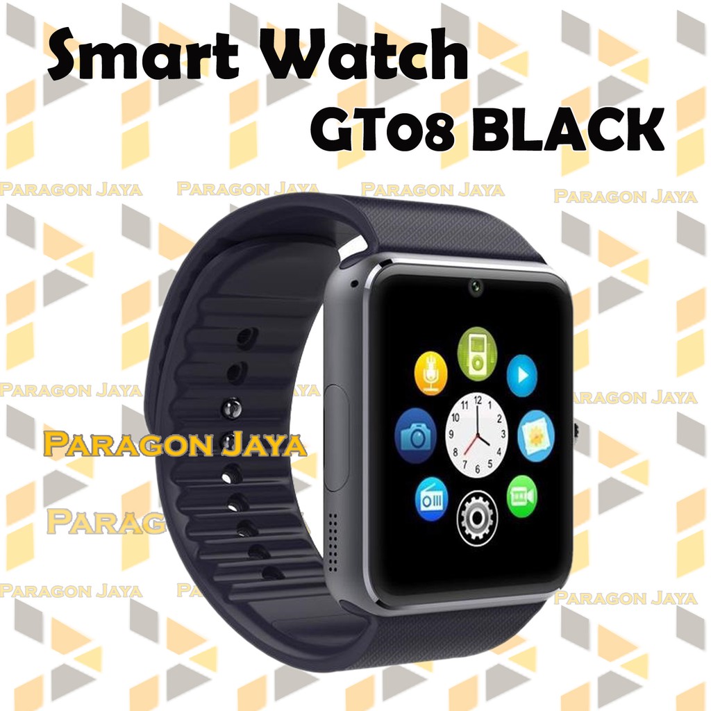 Smartwatch GT08 - Full Black Smart Watch GT08 Camera SIM SMS