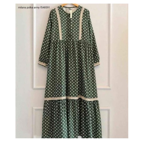 Baju Gamis Remaja Modern Gamis Terbaru Model Kekinian STELAN NAURA LAYER MOSCREPE ARMY [Gamis 31HMN