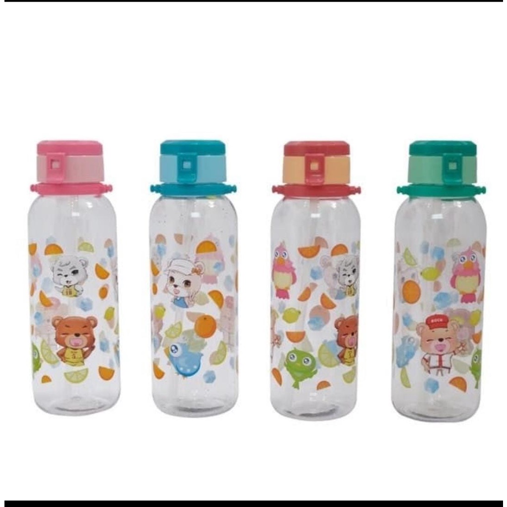 Botol Minum Anak Tali Panjang Sedotan Motif Kartun Animal Binatang Lucu Unik - Botol Minum Tumblr Anak TK SD Lucu Unik Viral