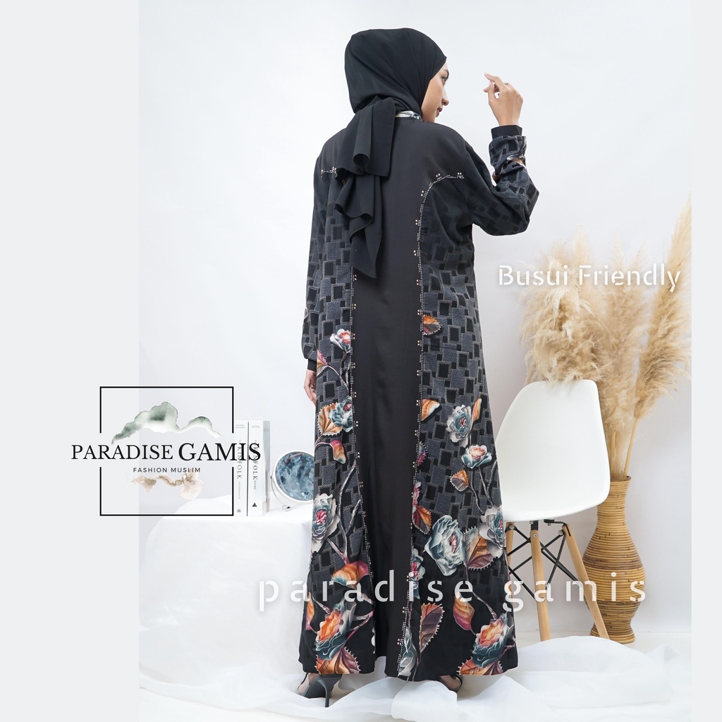 Baju Gamis Wanita Abaya Hitam Turkey Hikmat Jetblack Viscose