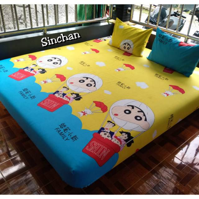 Sprei sinchan bahan katun tebal halus lembut tidak luntor