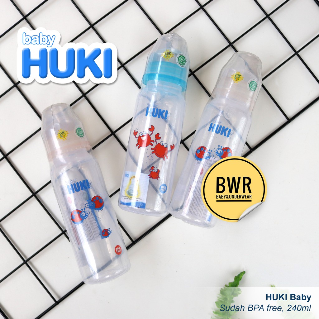 Botol Susu Baby HUKI 240ml | Botol Susu Bayi sudah BPA Free Higienis || Bwr IX