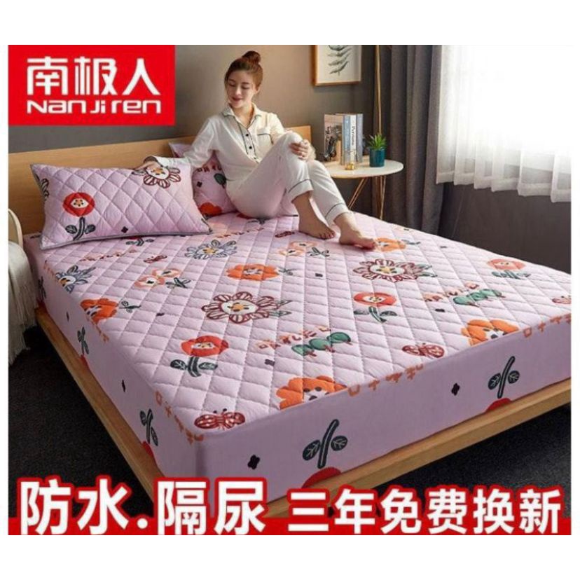 SPREI WATERPROOF UKURAN 180X200X25cm / SPREI ANTI AIR-PINK FLOWER