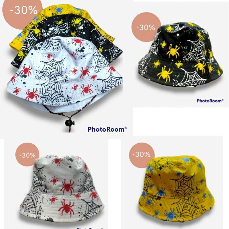 [COD] NEW TOPI ANAK BUCKET ANAK TALI MOTIF BATMAN DAN SPIDERMAN TOPI BUCKET ANAK