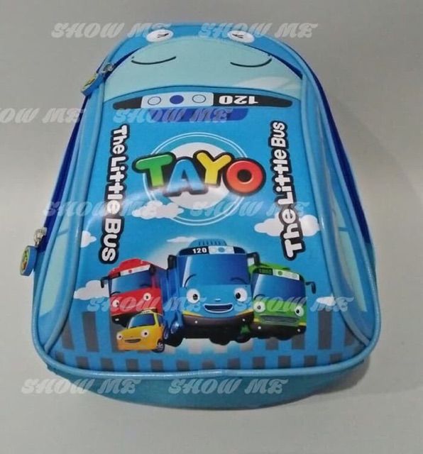 SHOWME Promo Tas Ransel Anak Sekolah PAUD - PD - TK  TAYOO BUS BIRU - kualitas PREMIUM BATOK GAMBAR BUSA KAKU