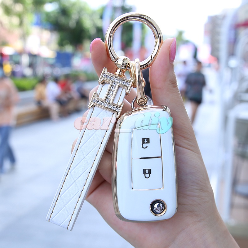 Casing Kunci Remote Mobil Bahan TPU Lembut 2 Tombol Dengan Gantungan Kunci Untuk Nissan Qashqai J11 X-Trail Juke Micra Murano Tiida Maxima