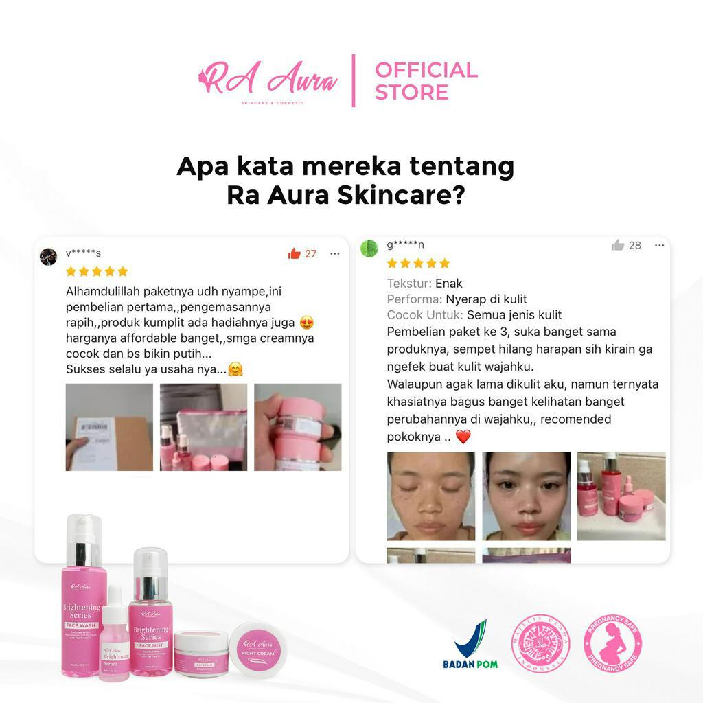 BPOM Ra Aura Paket Whitening Series / Brightening / Cerah dalam 7 hari / Skincare BPOM / Paket Whitening / Instan Whitening / glowing skincare / RETINOL NIACIAMIDE / paket pemutih wajah / cream pemutih wajah / paket skincare bpom / cerah dalam 7 hari