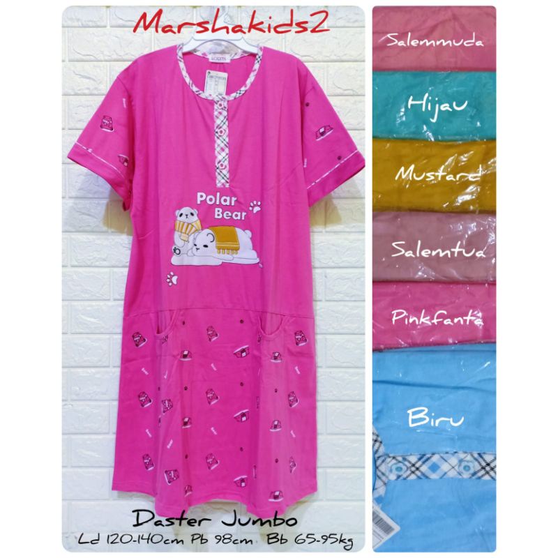 Daster kaos jumbo dewasa Lorita by Sofie daster kancing depan jumbo big size Ld 120cm-140cm