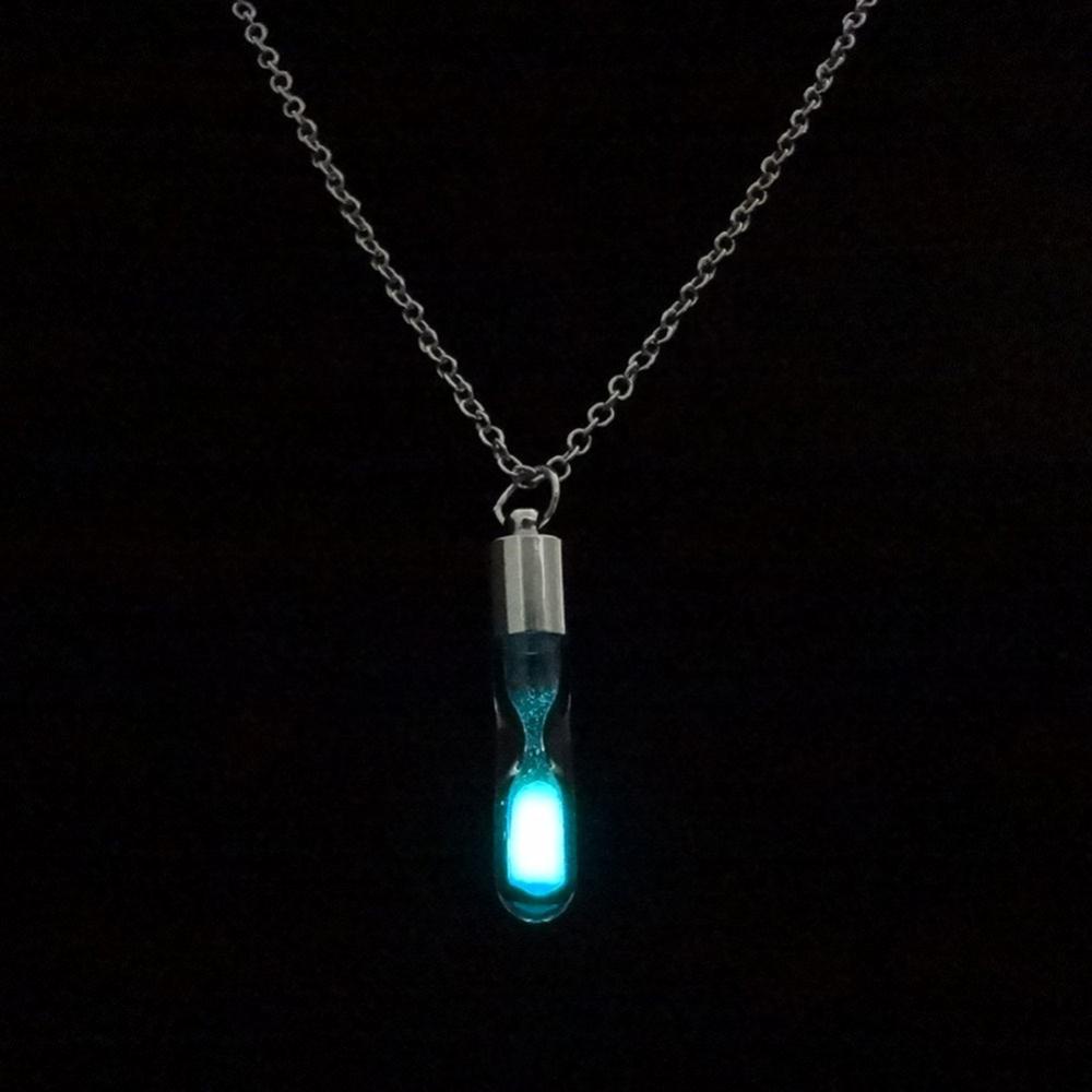Timekey Kalung Rantai Liontin Jam Pasir Luminous Kreatif Untuk Wanita W2Y5