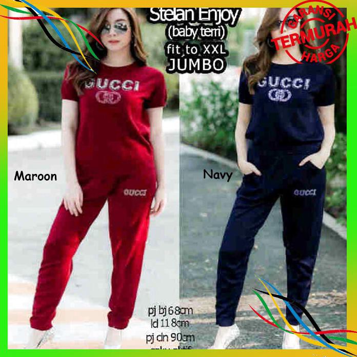 OLAHRAGA BAJU SETELAN OLAH RAGA WANITA GUCCI ENJOY JUMBO BAYAR COD