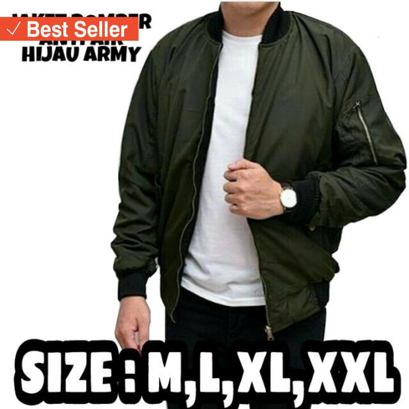 BOMBER PRIA WANITA STYLE MODERN HITS / Jaket bomber M,L,XL,XXL anti air wame warna hijau army