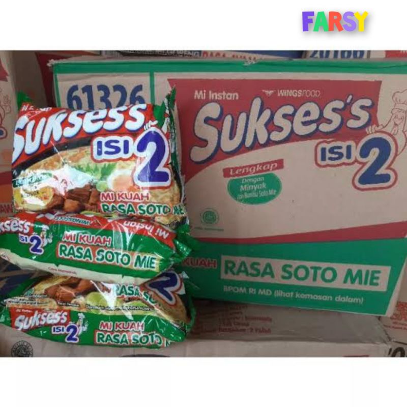 

NOODLES/MIE INSTANT MIE SUKSES ISI 2 KUAH RASA SOTO AYAM KEMASAN DUS ISI 24 PCS