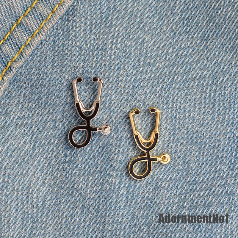 (Adornmentno1) Bros Pin Bentuk Stetoskop Bahan Metal Untuk Aksesoris Jaket