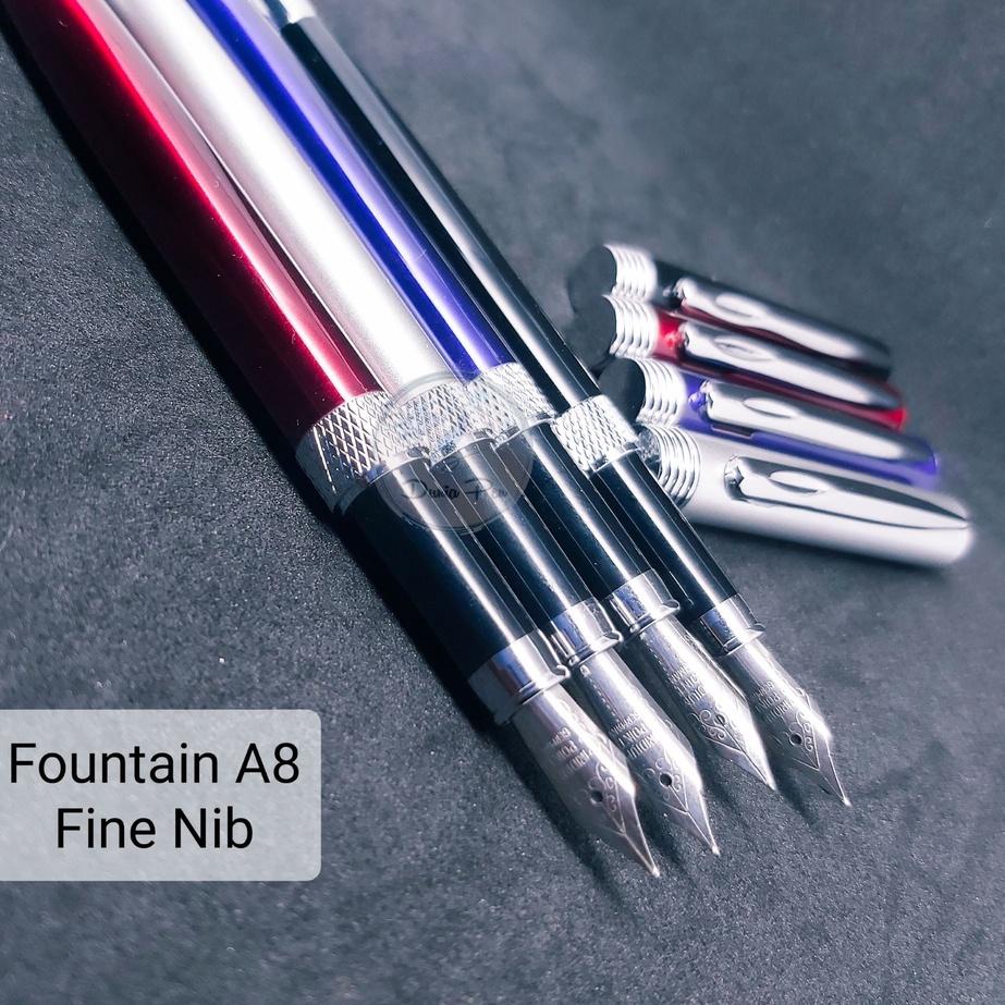 

[PRODUK QZKNY] Fountain Pen FH A8 Fine Nib, Pena Tinta Mata Halus 0.3mm Metal Nib Bahan Metal Bisa Grafir IGF