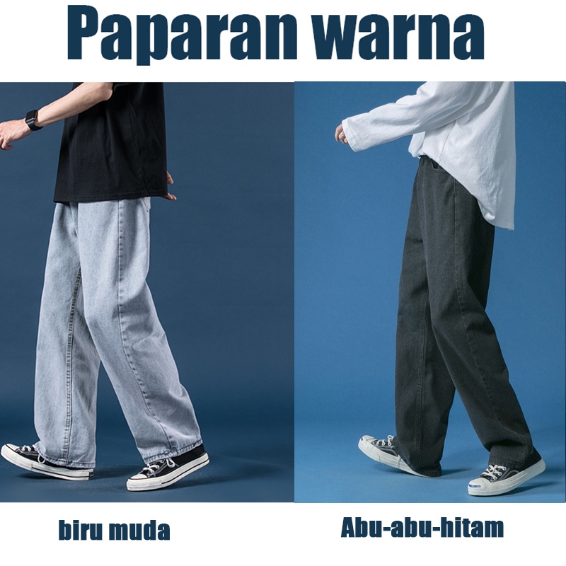 Celana jeans pria celana kulot pria Celana korean style pria straight pants celana gombrang pria jeans biru muda jeans oversize pria celana panjang