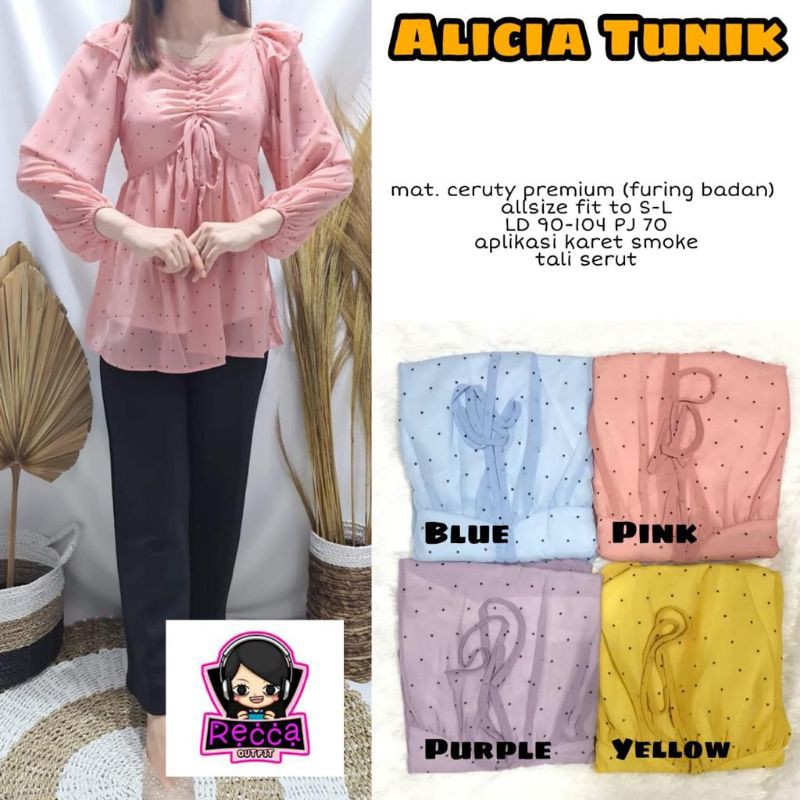 Baju Atasan Wanita - Tunik Ceruty Premium - Alicia Tunik