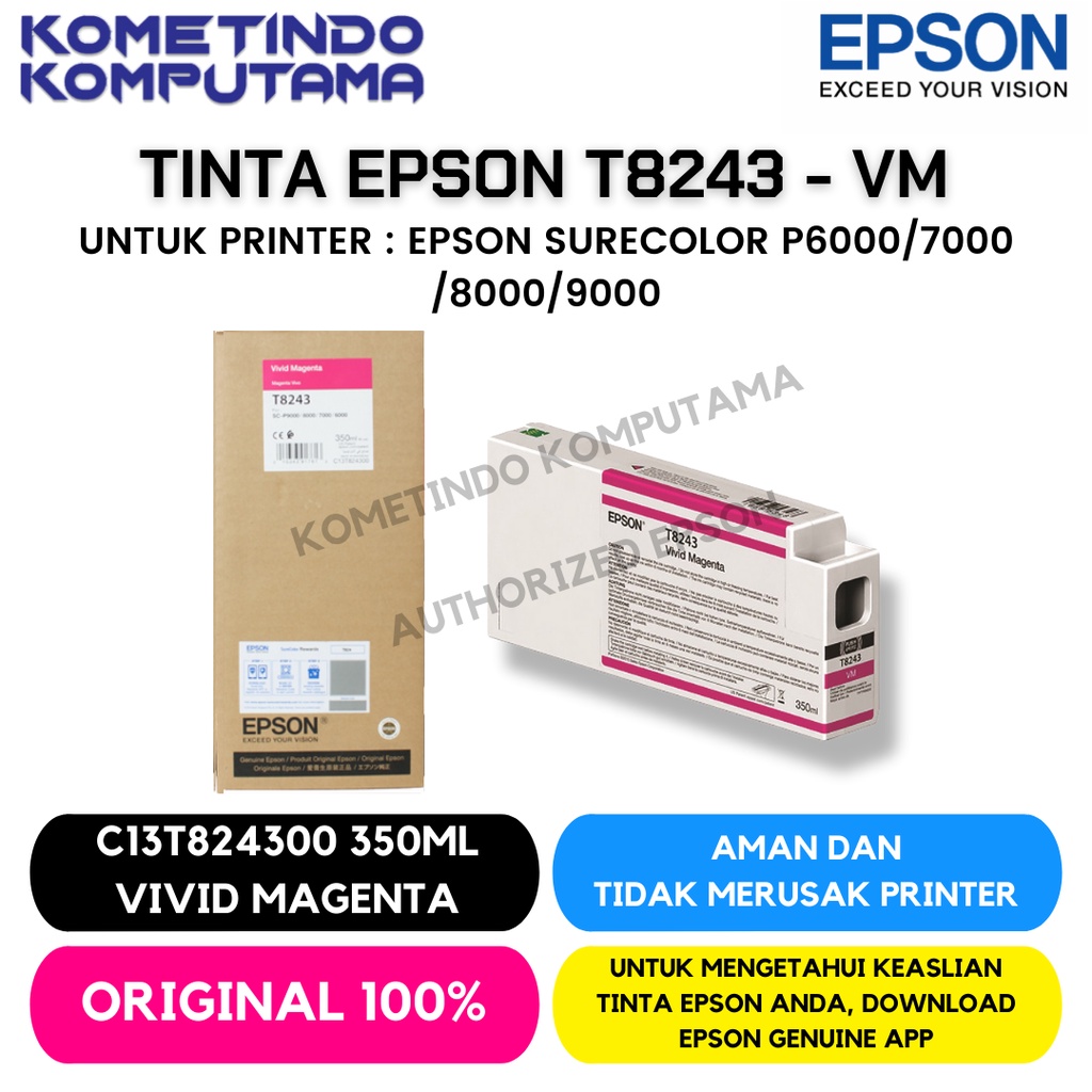 T8243 350ml VIVID MAGENTA TINTA CATRIDGE EPSON SureColour SC-P6000 / 7000 / 8000 / 9000 Original 100%