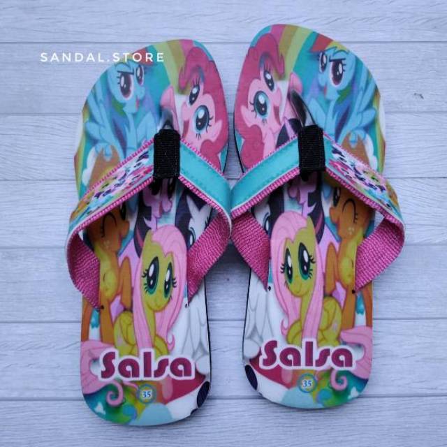 SANDAL CUSTOM NAMA ANAK/DEWASA KARAKTER LITTLEPONY - GRATIS CUSTOM SUKA SUKA