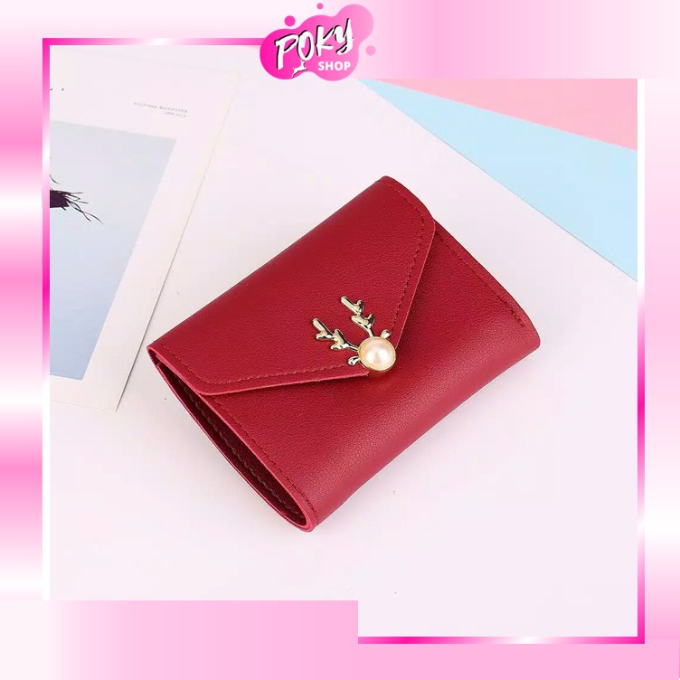 POKY - Dompet Lipat Mini Tanduk Rusa /DOMPET Cewek /DOMPET Fashion / IMPOR