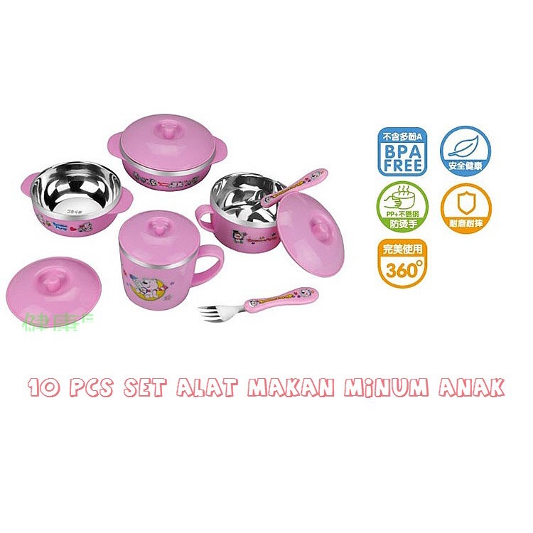 TBI 10PCS SET TEMPAT MAKAN MINUM ANAK BAYI BABY FEEDING SET BOWL