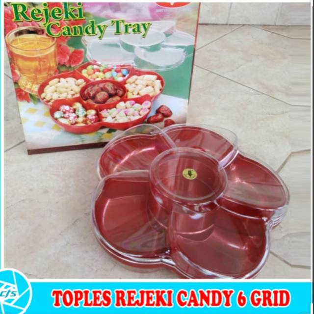 Toples rejeki Candy tray sekat 6 toples bunga sekat 6