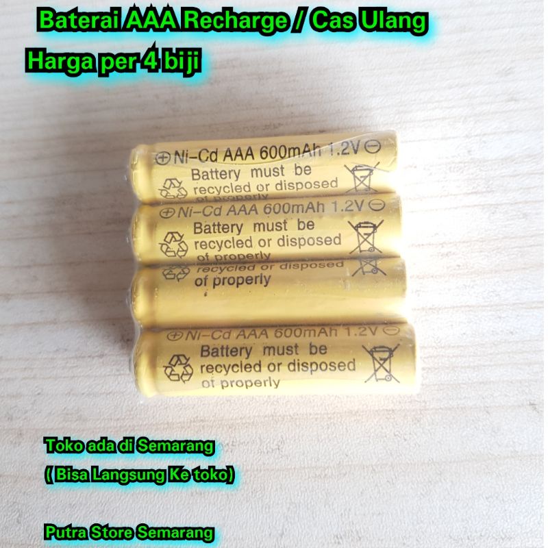 4 Biji Baterai AAA cas Batre A3 Rechargeable Batre AAA Cas Ulang
