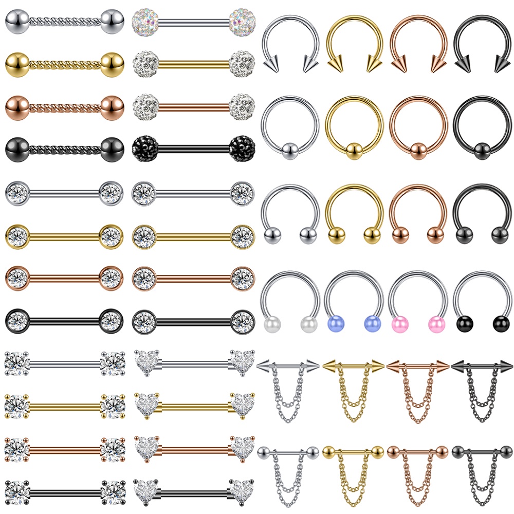 1 Pc 14G Stainless Steel Body Piercing Bar Pack Sexy Captive Bead Ring Horseshoe Barbell Chain Brooch Body Jewelry