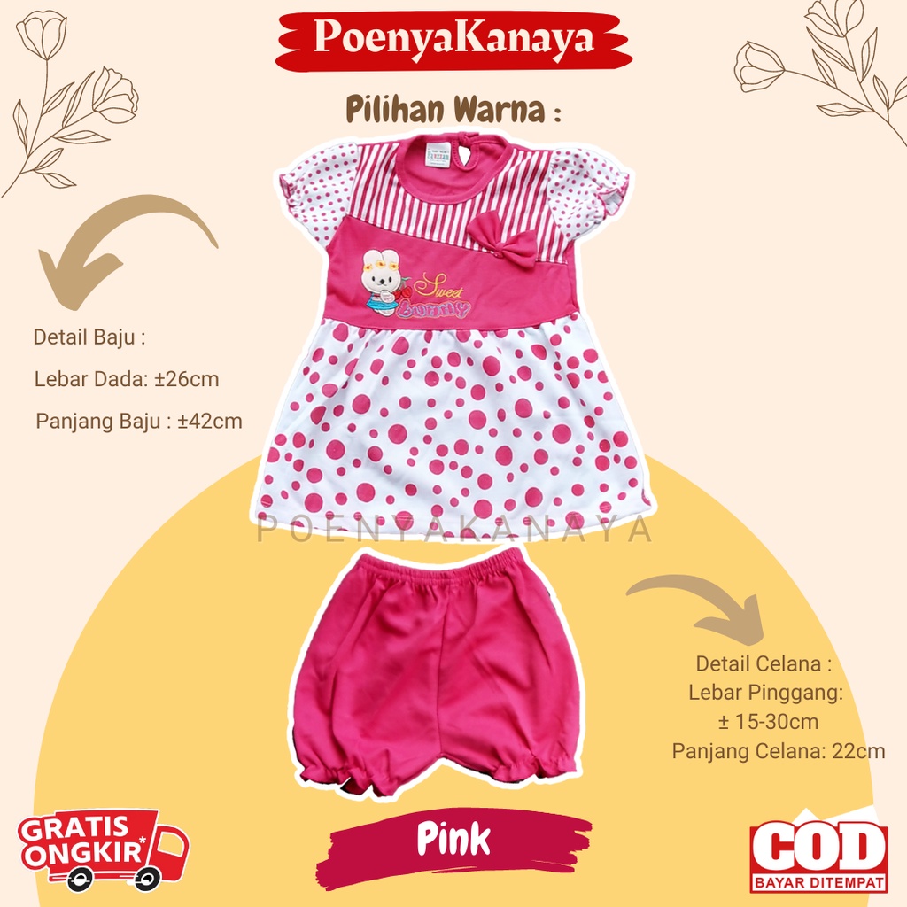 Setelan Dress Bayi Pendek SWEET BUNNY Fauzan 3-12 Bulan SDR27