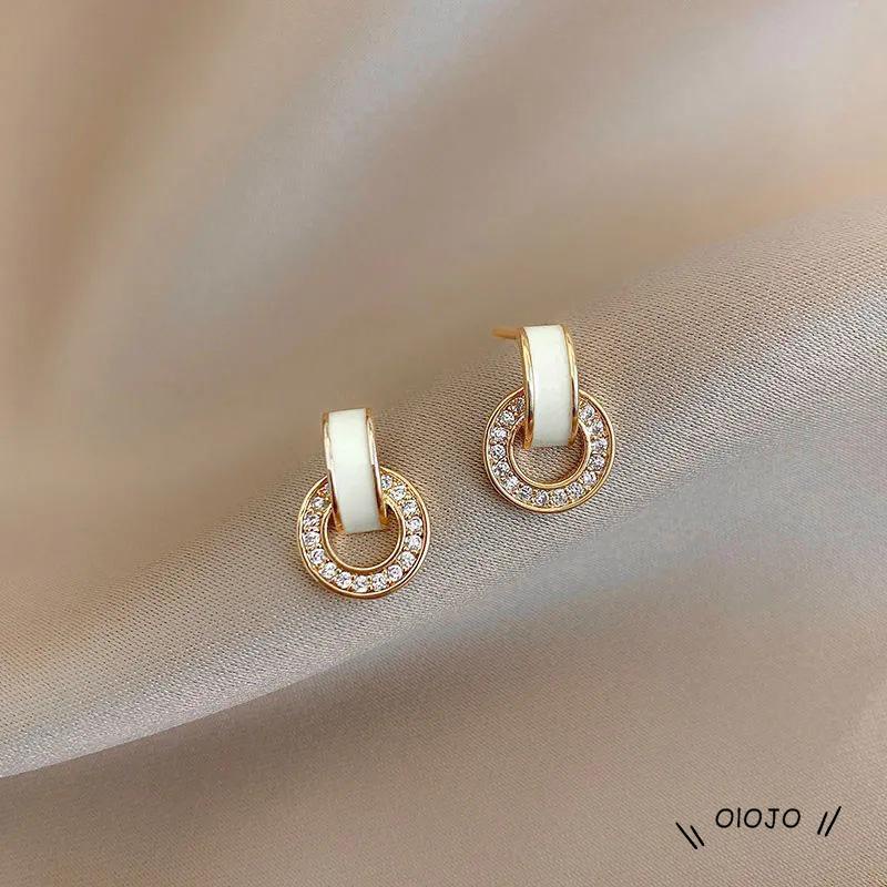 Anting Tusuk Gantung Desain Geometri Hias Zircon Gaya Simple Untuk Wanita ol2