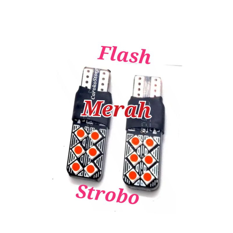 Lampu LED T10 Strobo Kedip Flash 12 mata super bright