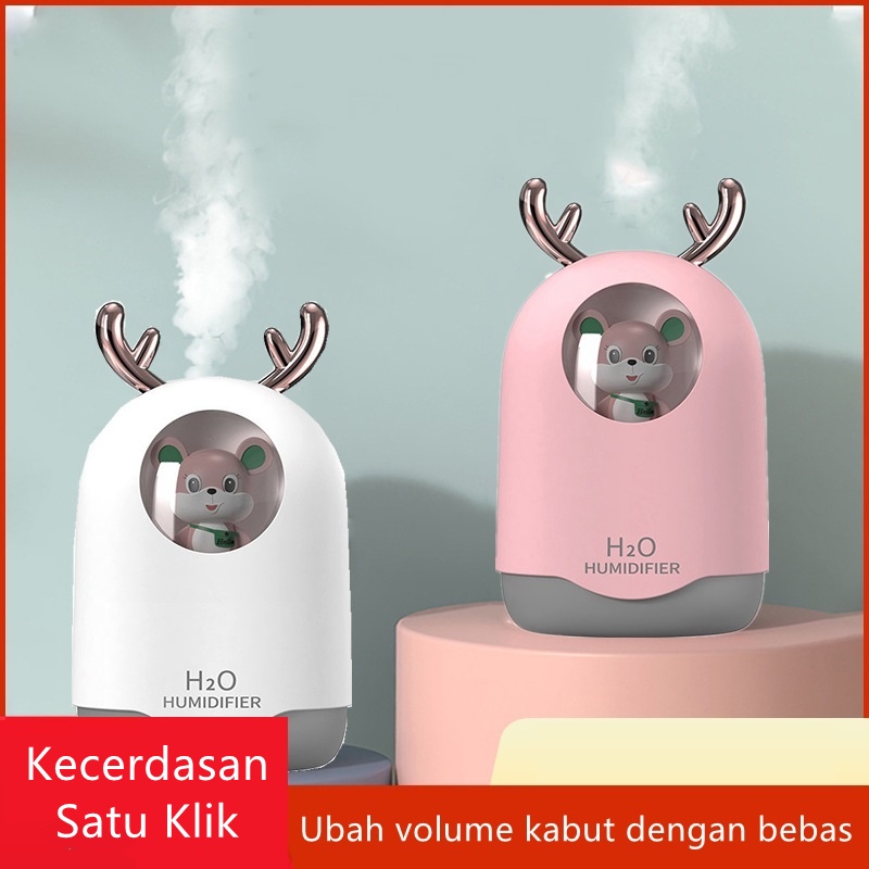 Mute Aroma Water Spray Air Humidifier Cute USB Mini Humidifier 300mlUdara Air Diffuser Cooler Purifier Portable Mobil Pelembab Penjernih for home-bedroom with night light