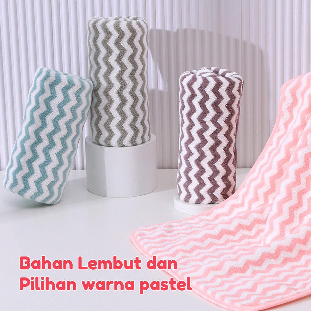 Handuk Mandi Zigzag Bulu Daya Serap Tinggi Ukuran 100cmx50cm 100% Polyester ( H42-A)