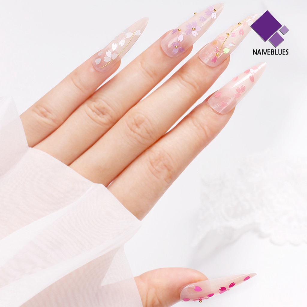 Naiveblue 1 Kotak Sequin Bentuk Bunga Ultra Tipis Efek Visual Berkilau Untuk Nail Art