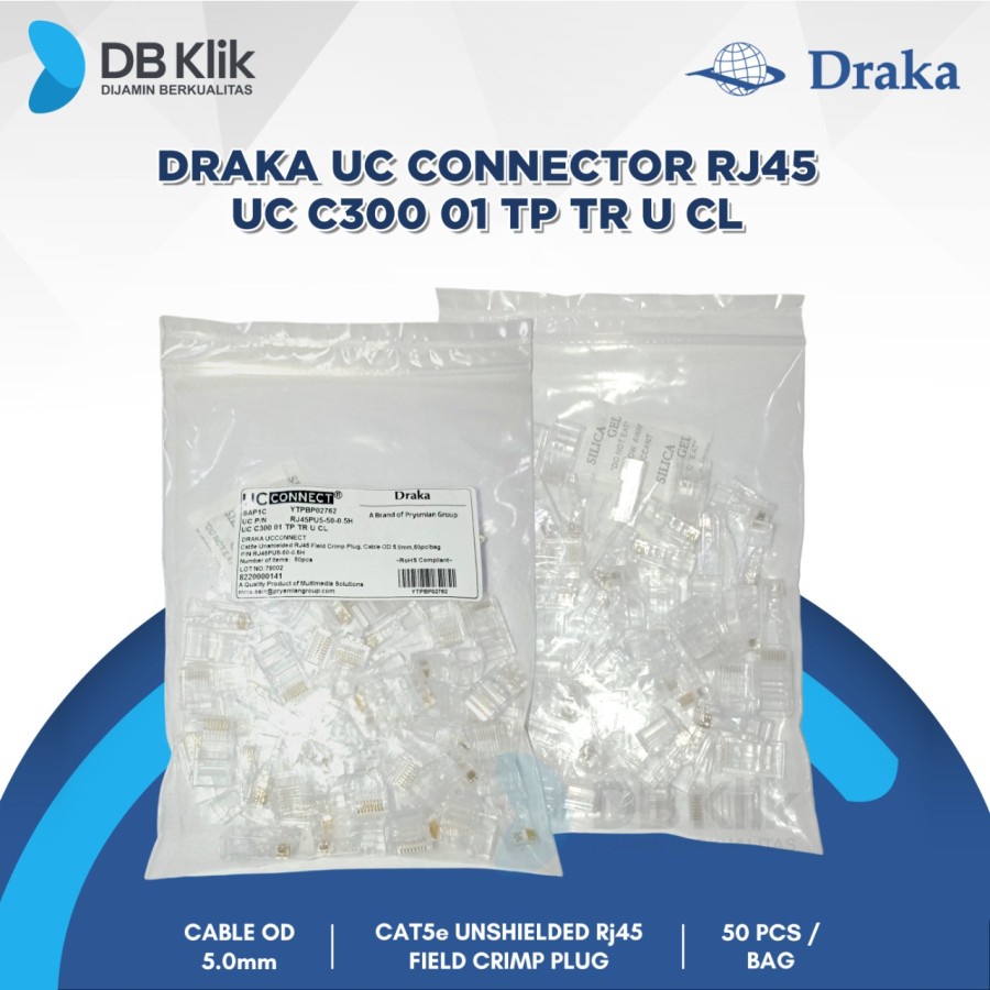 Konektor RJ45 DRAKA Cat 5e - Connector RJ45 DRAKA Cat5e 50Pcs