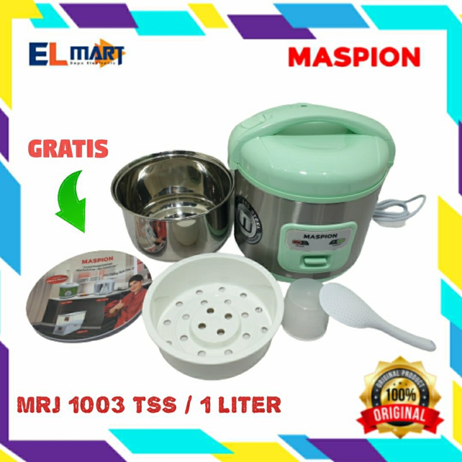 Maspion Magic Com Mini 1 Liter MRJ 1003 TSS - 1003TSS Stainless 1L original